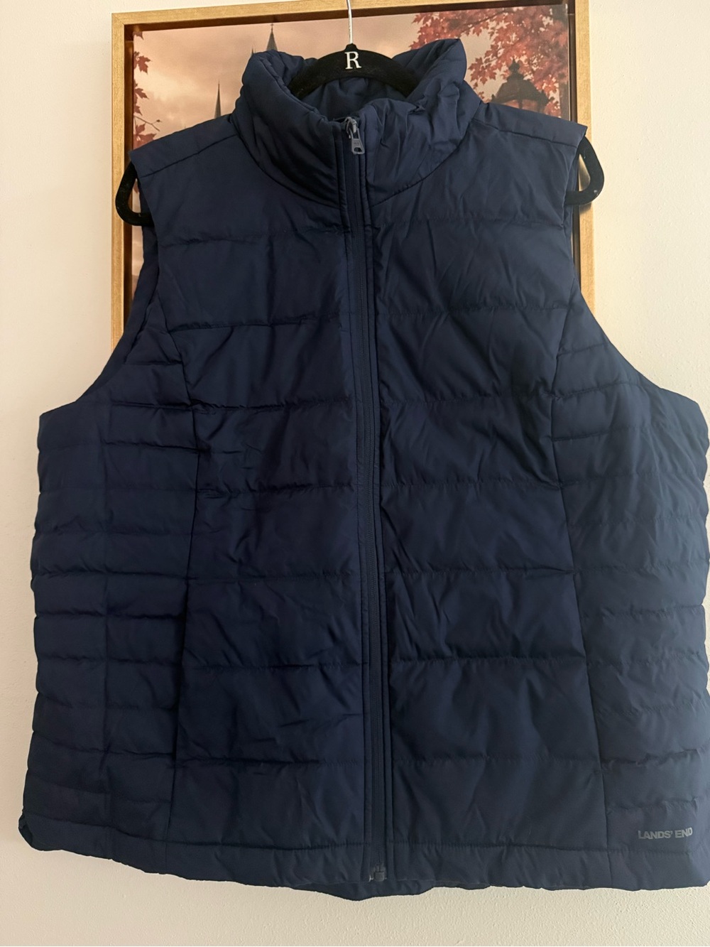 Lands' End Navy Quilted Puffer Vest for Women